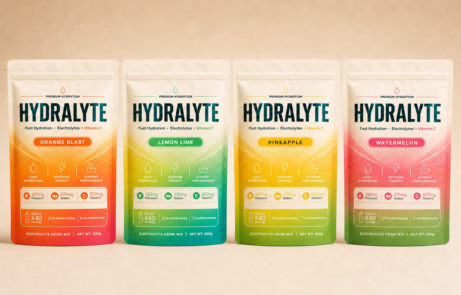 Hydralyte bulk electrolyte stand-up pouches range