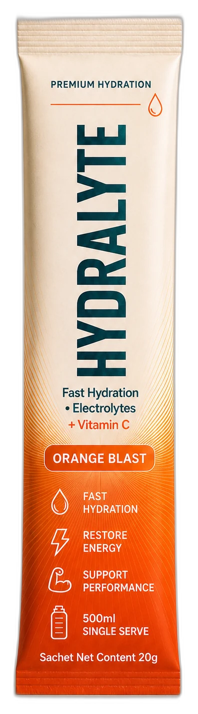 Hydralyte Orange Blast electrolyte stick sachet
